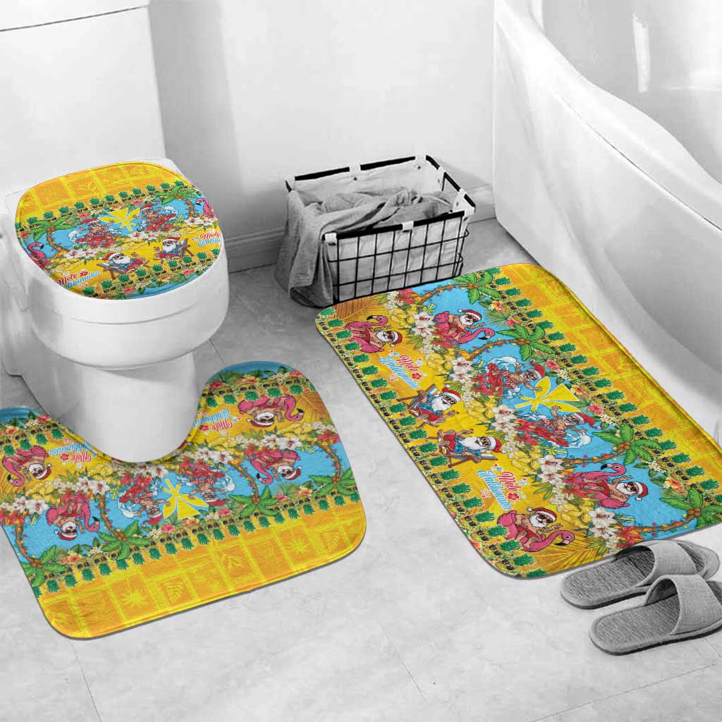 Hawaii Christmas Bathroom Set Mele Kalikimaka Tropical Vibes - Polynesian Pride