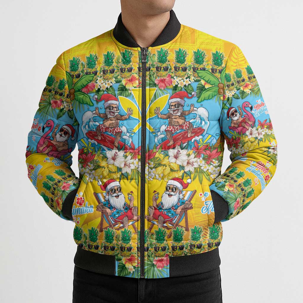 Hawaii Christmas Bomber Puffer Jacket Mele Kalikimaka Tropical Vibes - Polynesian Pride