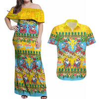 Hawaii Christmas Couples Matching Off Shoulder Maxi Dress and Hawaiian Shirt Mele Kalikimaka Tropical Vibes - Polynesian Pride