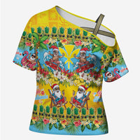 Hawaii Christmas Cross Shoulder Shirt Mele Kalikimaka Tropical Vibes - Polynesian Pride