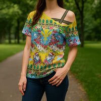 Hawaii Christmas Cross Shoulder Shirt Mele Kalikimaka Tropical Vibes - Polynesian Pride