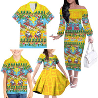 Hawaii Christmas Family Matching Off The Shoulder Long Sleeve Dress and Hawaiian Shirt Mele Kalikimaka Tropical Vibes - Polynesian Pride