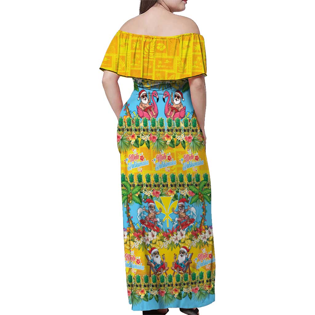 Hawaii Christmas Family Matching Off Shoulder Maxi Dress and Hawaiian Shirt Mele Kalikimaka Tropical Vibes - Polynesian Pride