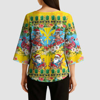 Hawaii Christmas Kimono Sleeve Blouse Mele Kalikimaka Tropical Vibes - Polynesian Pride