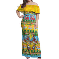 Hawaii Christmas Off Shoulder Maxi Dress Mele Kalikimaka Tropical Vibes - Polynesian Pride