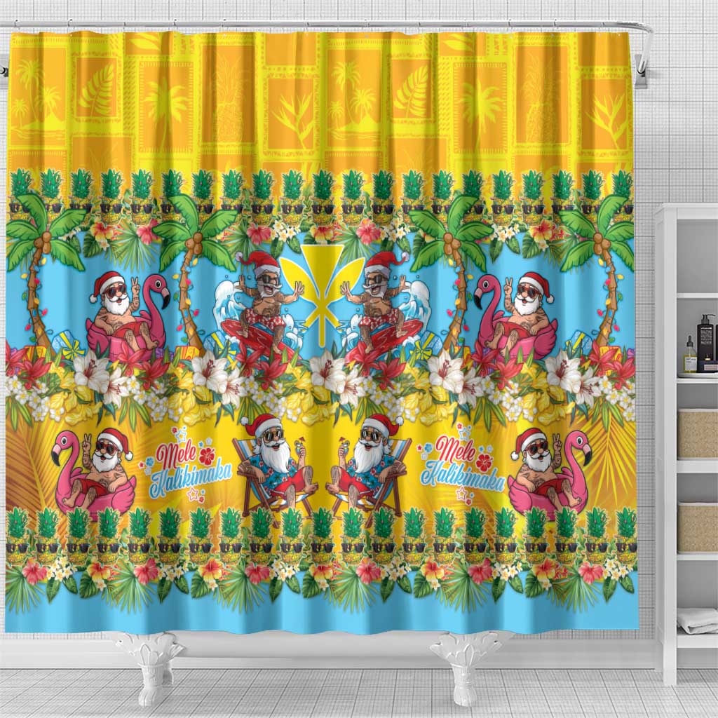 Hawaii Christmas Shower Curtain Mele Kalikimaka Tropical Vibes - Polynesian Pride