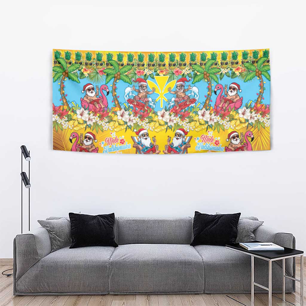 Hawaii Christmas Tapestry Mele Kalikimaka Tropical Vibes - Polynesian Pride