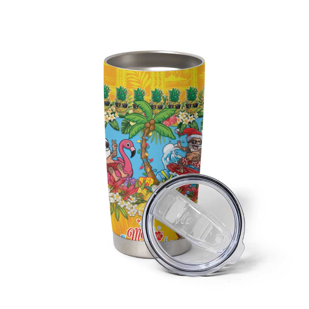 Hawaii Christmas Tumbler Cup Mele Kalikimaka Tropical Vibes - Polynesian Pride