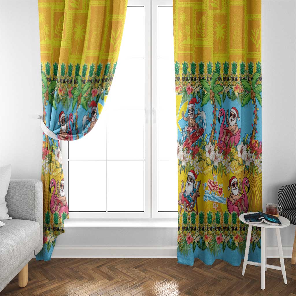 Hawaii Christmas Window Curtain Mele Kalikimaka Tropical Vibes - Polynesian Pride