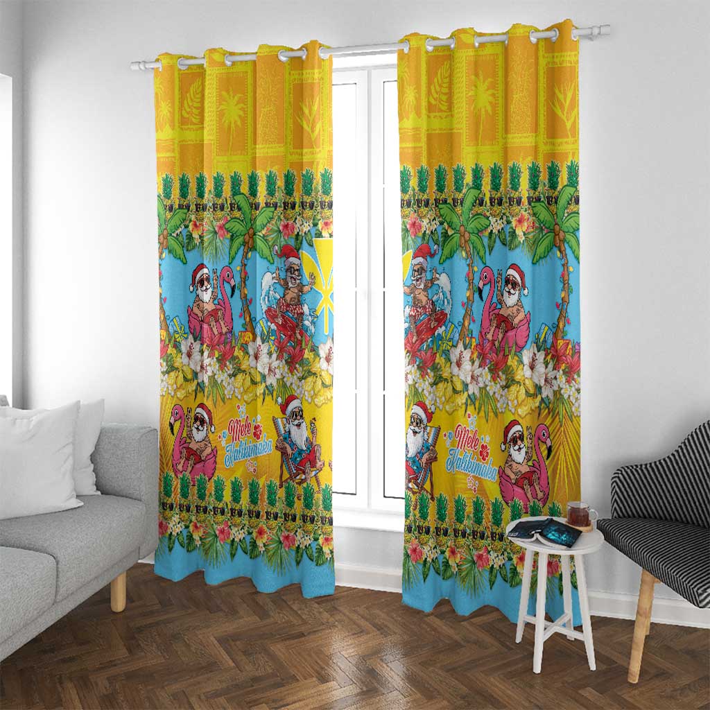 Hawaii Christmas Window Curtain Mele Kalikimaka Tropical Vibes - Polynesian Pride