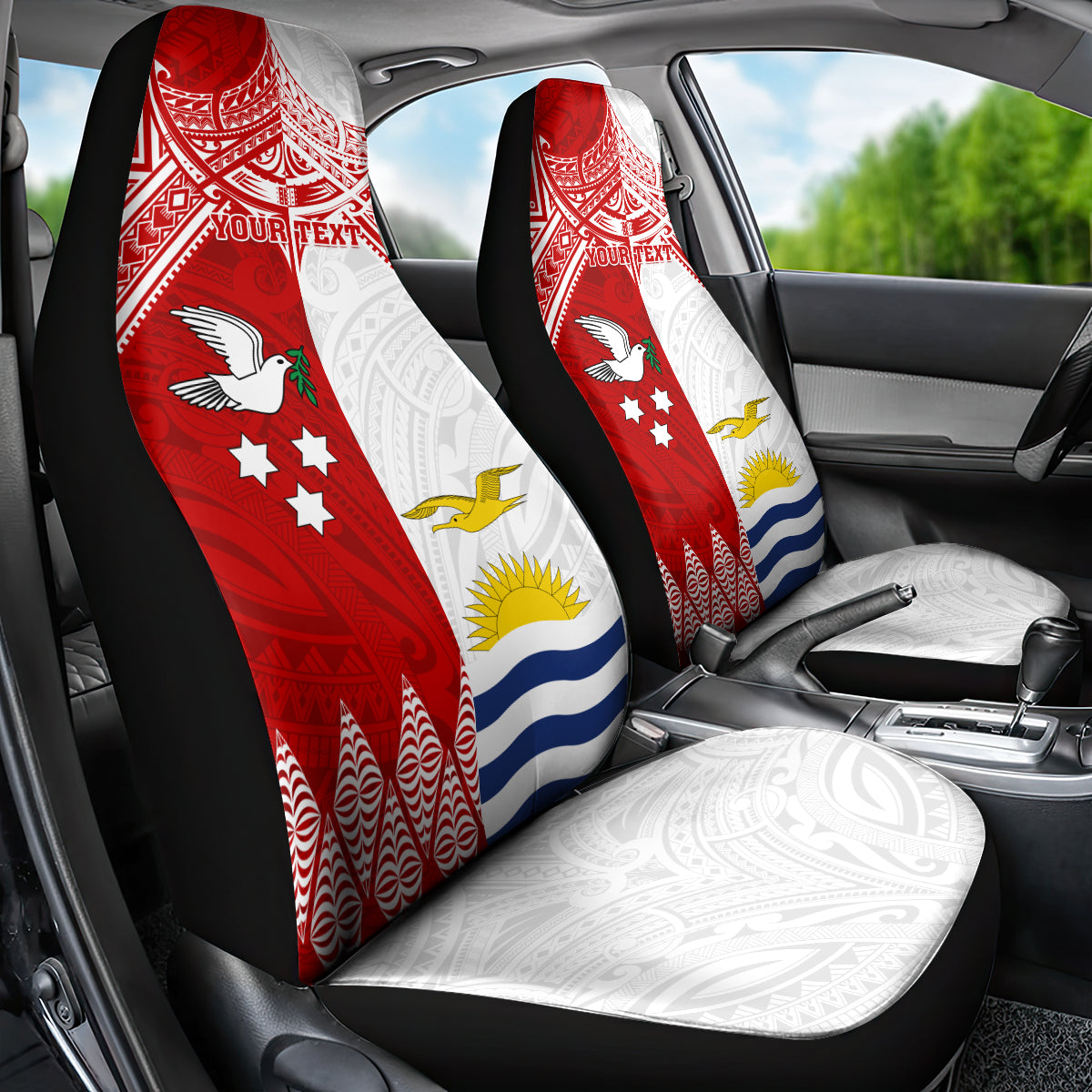 Personalised Tonga And Kiribati Car Seat Cover Coat Of Arms Polynesian Pattern LT05 - Polynesian Pride