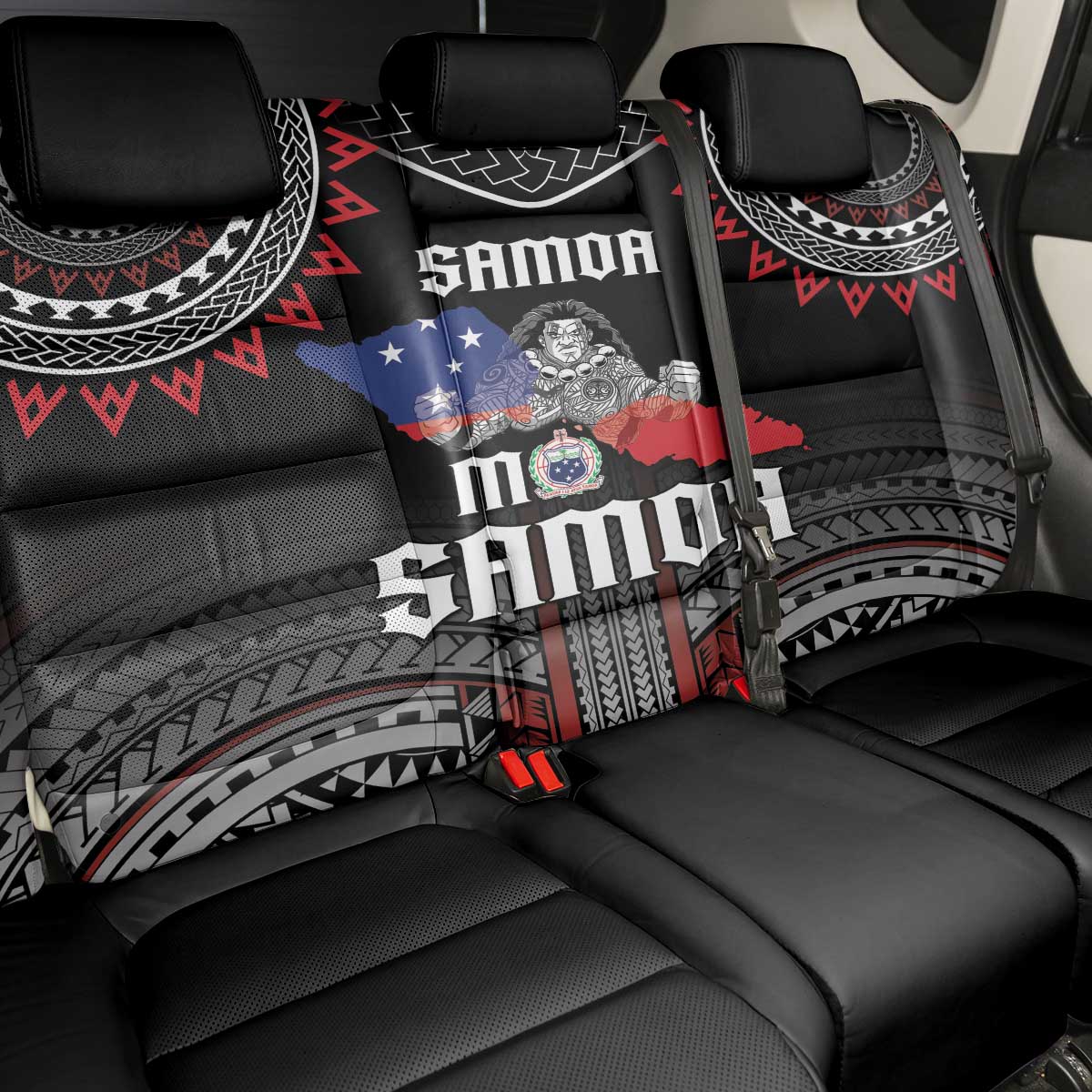 Samoa Black Saturday Back Car Seat Cover Samoan Warrior Tribal Pattern