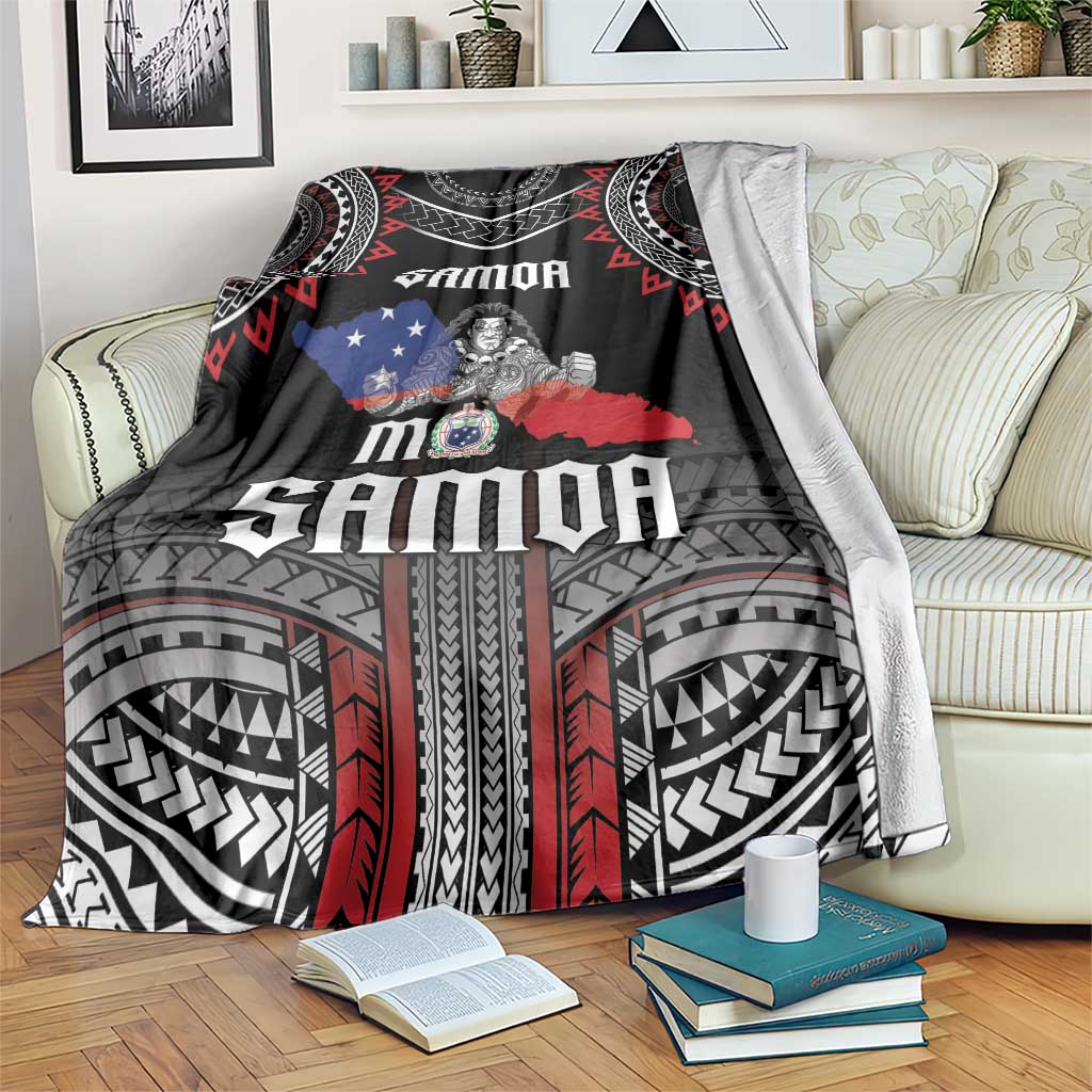 Samoa Black Saturday Blanket Samoan Warrior Tribal Pattern LT05 Black - Polynesian Pride