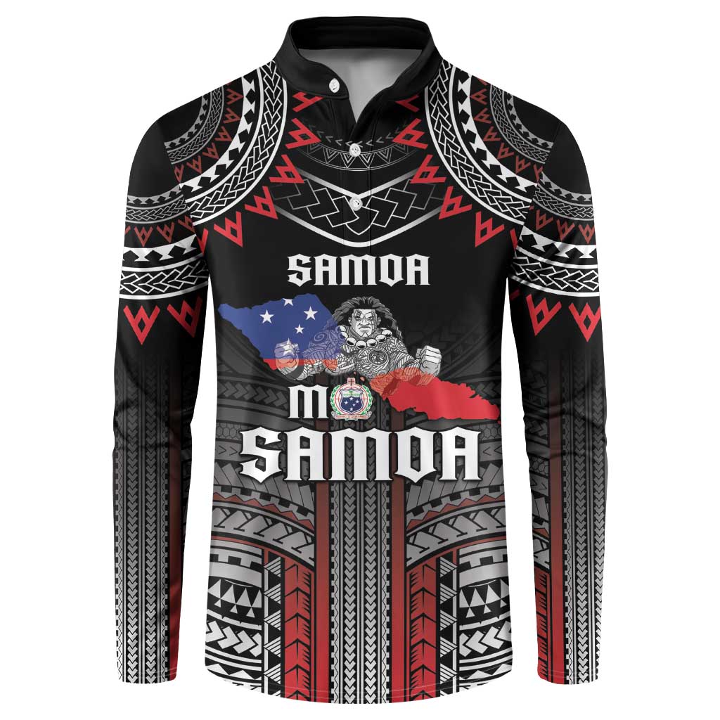 Personalised Samoa Black Saturday Button Sweatshirt Samoan Warrior Tribal Pattern LT05 Black - Polynesian Pride
