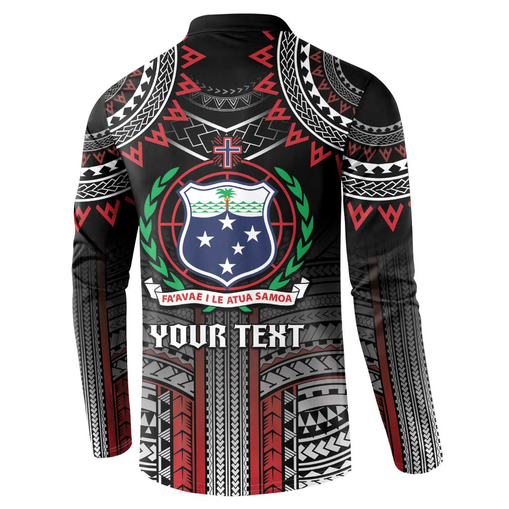 Personalised Samoa Black Saturday Button Sweatshirt Samoan Warrior Tribal Pattern LT05 - Polynesian Pride