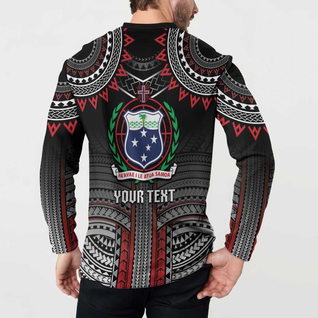 Personalised Samoa Black Saturday Button Sweatshirt Samoan Warrior Tribal Pattern LT05 - Polynesian Pride