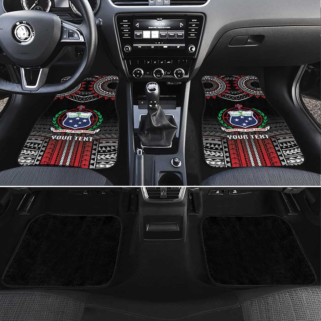 Samoa Black Saturday Car Mats Samoan Warrior Tribal Pattern LT05 Set 4pcs Black - Polynesian Pride