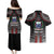 Personalised Samoa Black Saturday Couples Matching Puletasi and Hawaiian Shirt Samoan Warrior Tribal Pattern