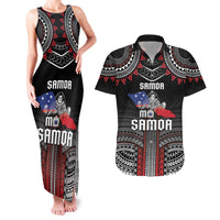 Personalised Samoa Black Saturday Couples Matching Tank Maxi Dress and Hawaiian Shirt Samoan Warrior Tribal Pattern