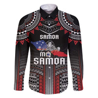 Personalised Samoa Black Saturday Family Matching Off The Shoulder Long Sleeve Dress and Hawaiian Shirt Samoan Warrior Tribal Pattern