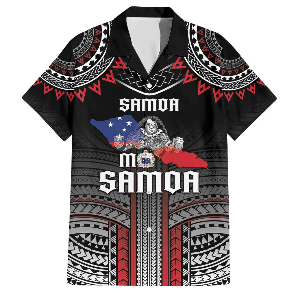 Personalised Samoa Black Saturday Family Matching Short Sleeve Bodycon Dress and Hawaiian Shirt Samoan Warrior Tribal Pattern