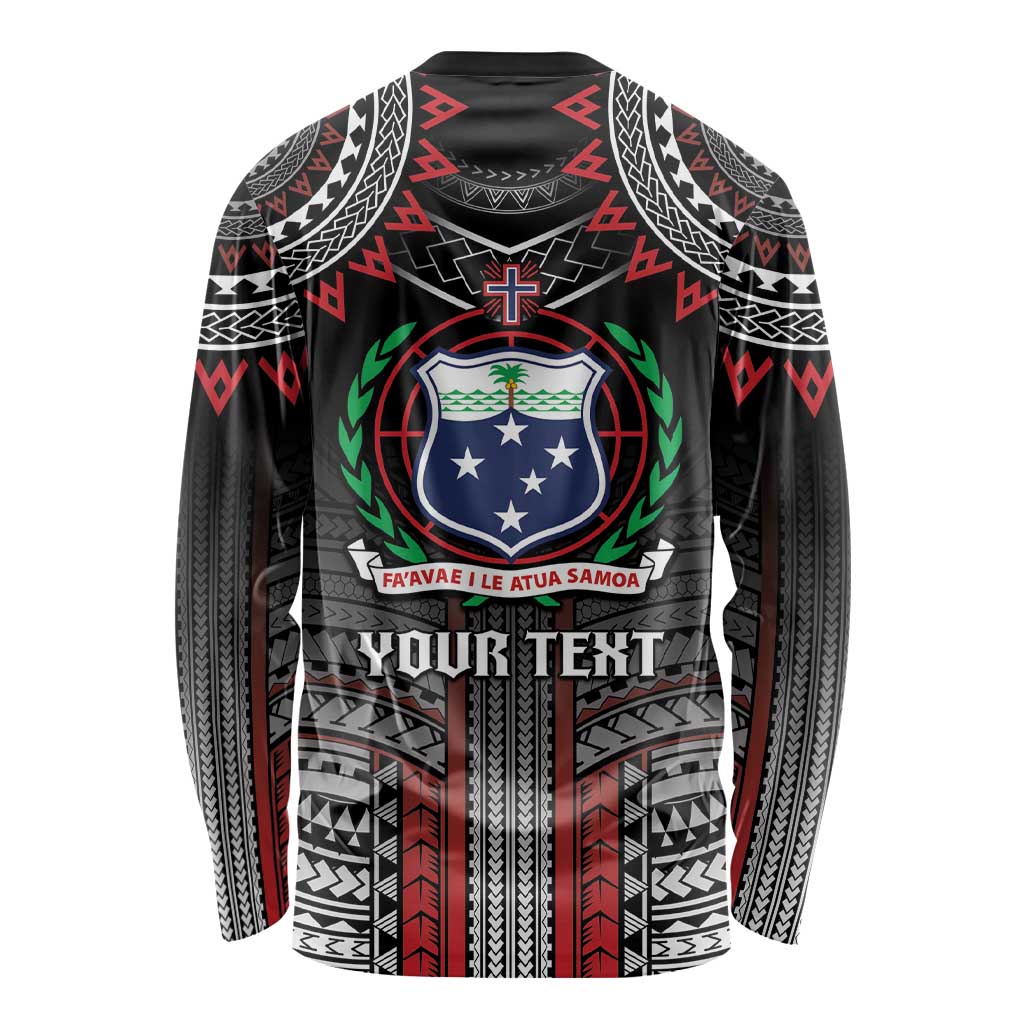Personalised Samoa Black Saturday Long Sleeve Shirt Samoan Warrior Tribal Pattern LT05 - Polynesian Pride