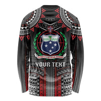 Personalised Samoa Black Saturday Long Sleeve Shirt Samoan Warrior Tribal Pattern LT05 - Polynesian Pride