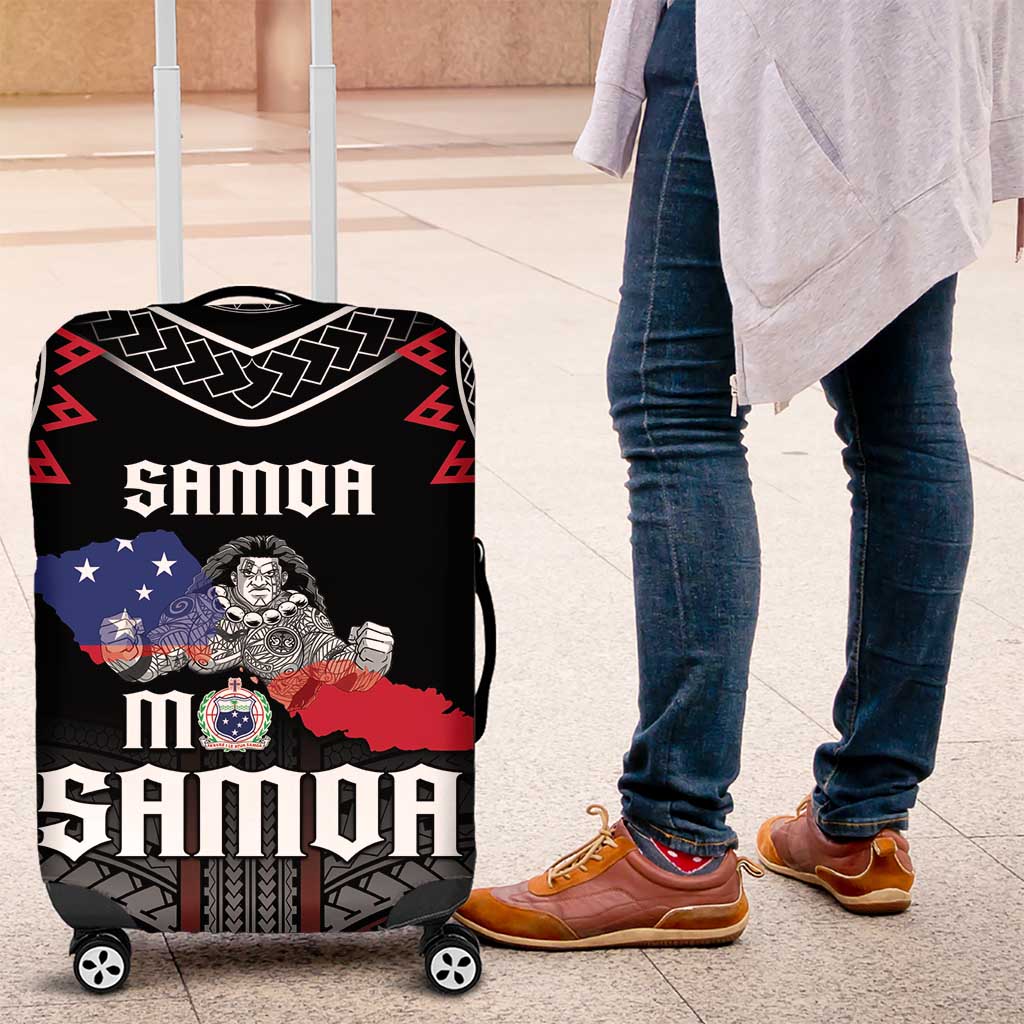 Samoa Black Saturday Luggage Cover Samoan Warrior Tribal Pattern LT05 Black - Polynesian Pride