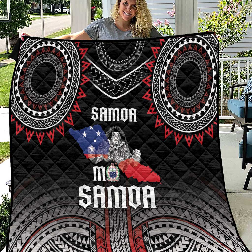 Samoa Black Saturday Quilt Samoan Warrior Tribal Pattern LT05 Black - Polynesian Pride
