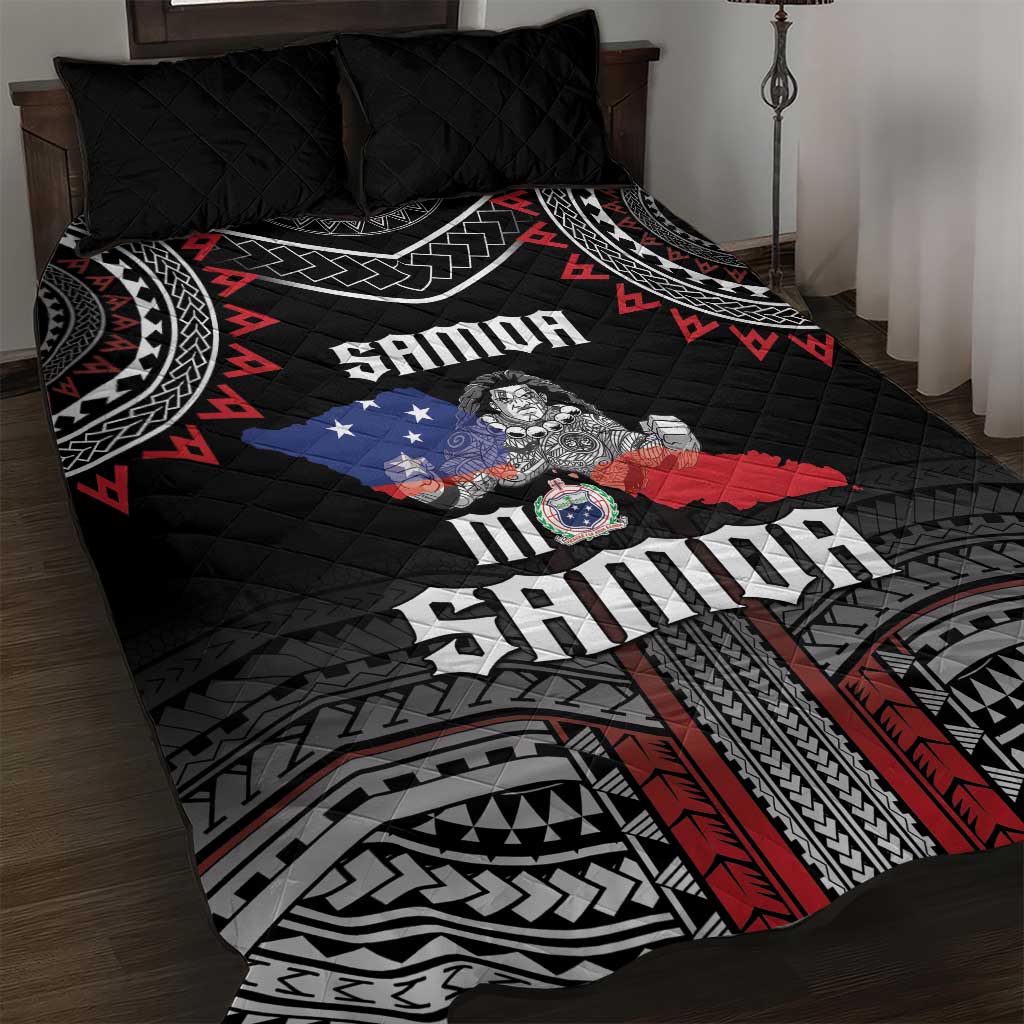 Samoa Black Saturday Quilt Bed Set Samoan Warrior Tribal Pattern LT05 Black - Polynesian Pride