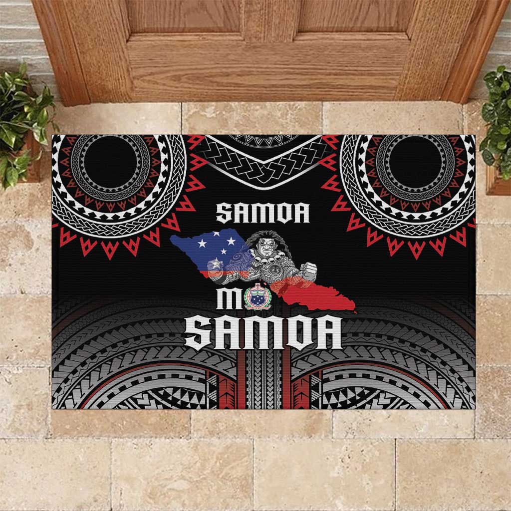 Samoa Black Saturday Rubber Doormat Samoan Warrior Tribal Pattern LT05 Black - Polynesian Pride