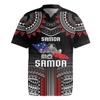 Personalised Samoa Black Saturday Rugby Jersey Samoan Warrior Tribal Pattern