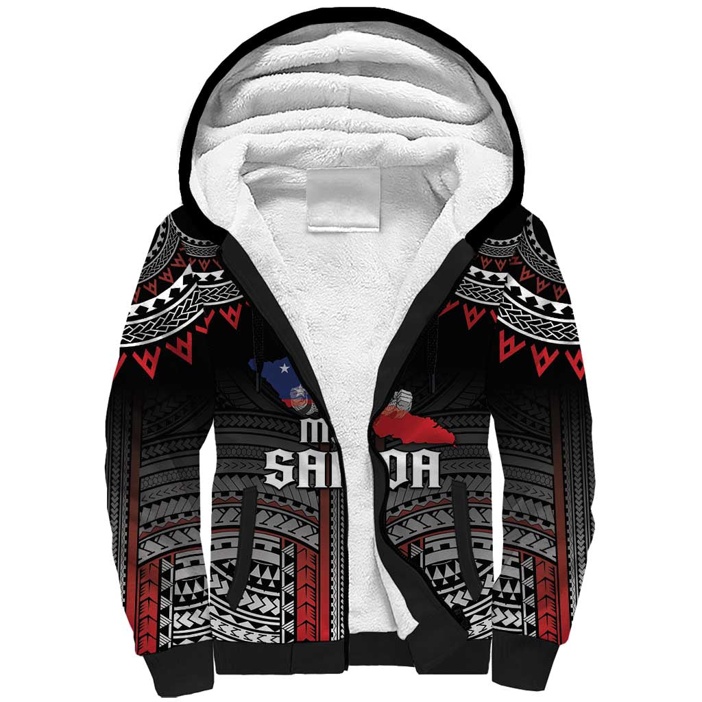 Personalised Samoa Black Saturday Sherpa Hoodie Samoan Warrior Tribal Pattern LT05 Unisex Black - Polynesian Pride