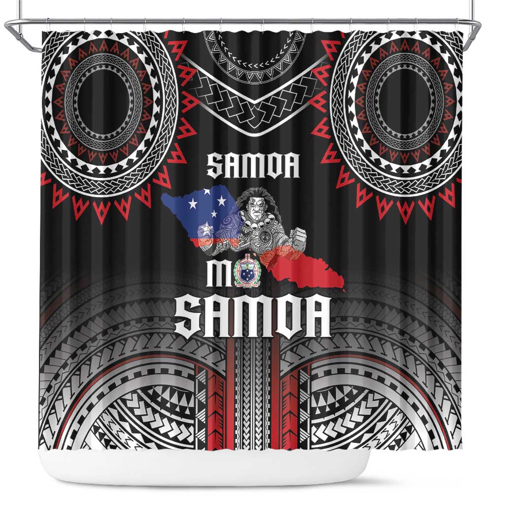 Samoa Black Saturday Shower Curtain Samoan Warrior Tribal Pattern LT05 Black - Polynesian Pride