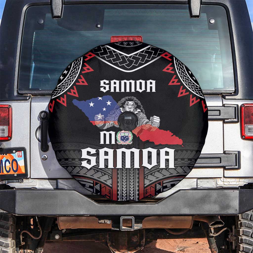 Samoa Black Saturday Spare Tire Cover Samoan Warrior Tribal Pattern LT05 Black - Polynesian Pride