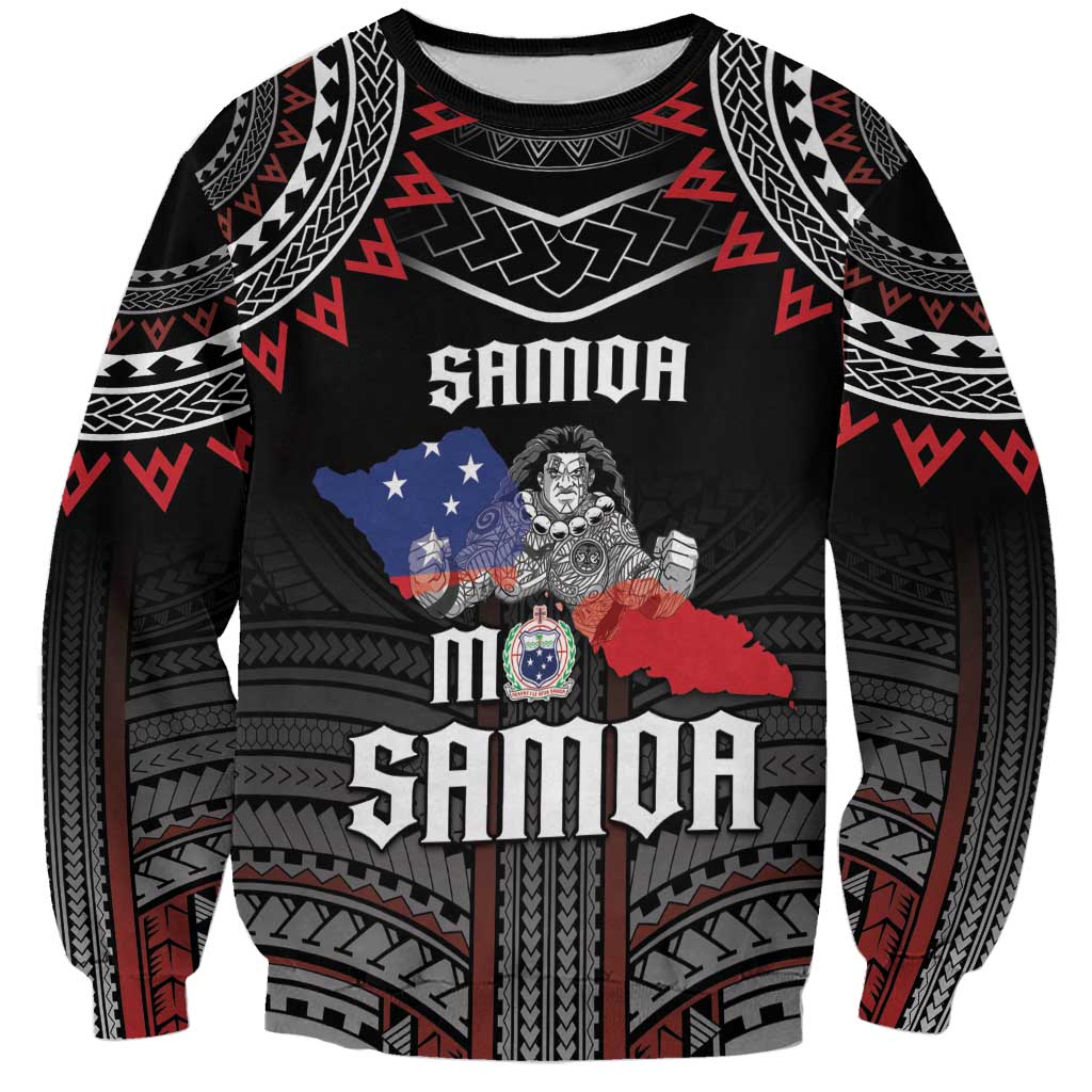 Personalised Samoa Black Saturday Sweatshirt Samoan Warrior Tribal Pattern LT05 Unisex Black - Polynesian Pride