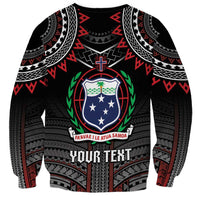 Personalised Samoa Black Saturday Sweatshirt Samoan Warrior Tribal Pattern