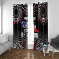 Samoa Black Saturday Window Curtain Samoan Warrior Tribal Pattern