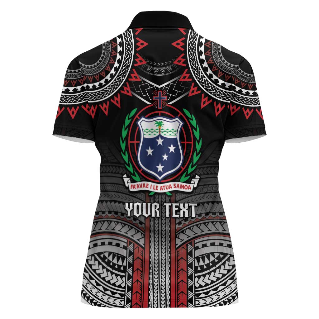 Personalised Samoa Black Saturday Women Polo Shirt Samoan Warrior Tribal Pattern