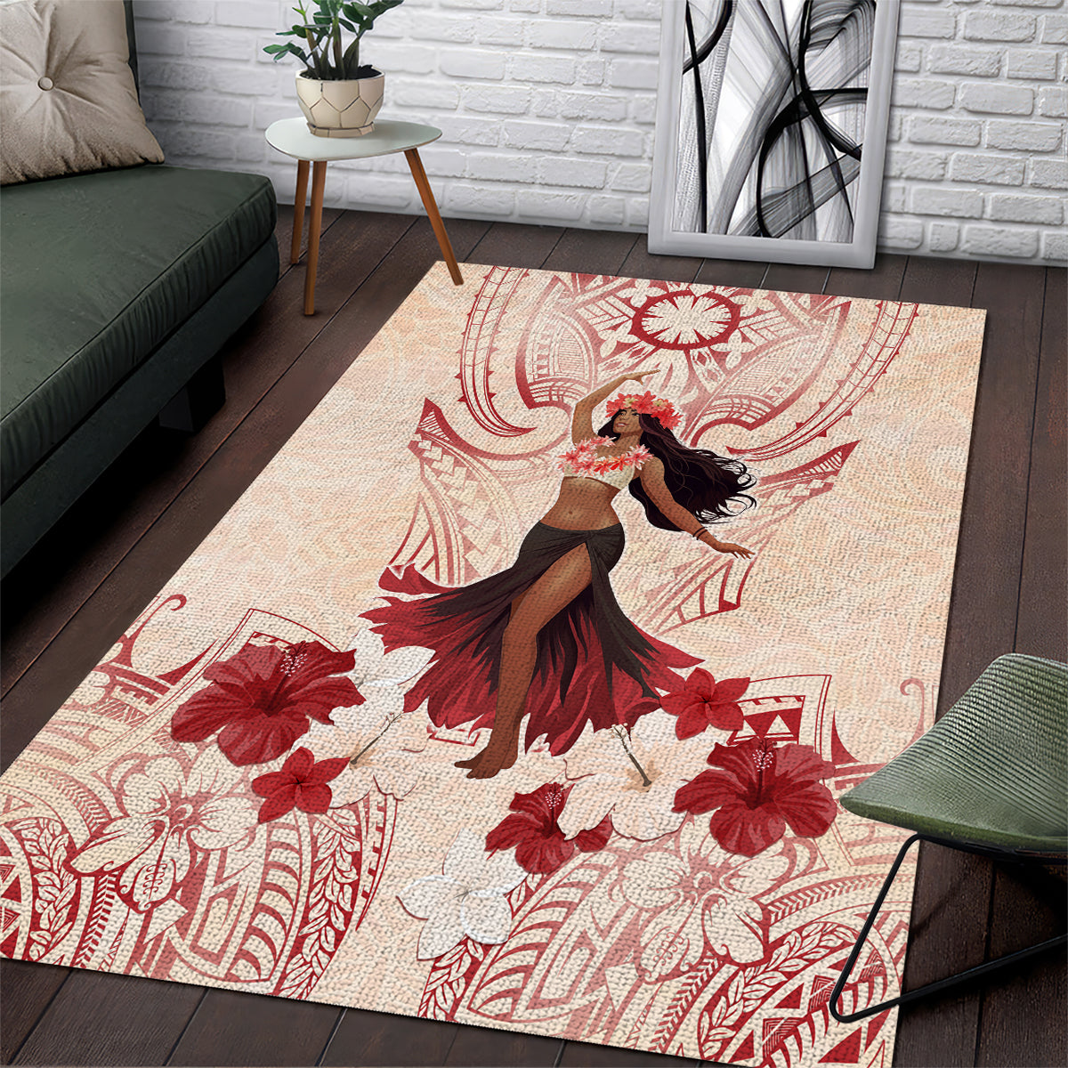 Tahiti Women's Day Area Rug With Polynesian Pattern