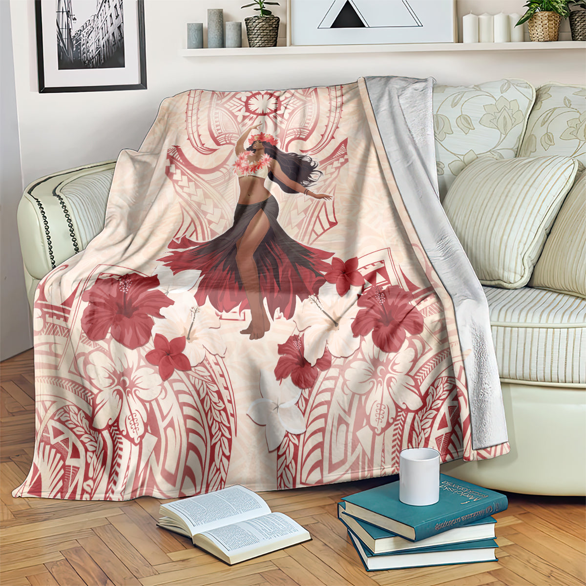 Tahiti Women's Day Blanket With Polynesian Pattern LT05 Beige - Polynesian Pride