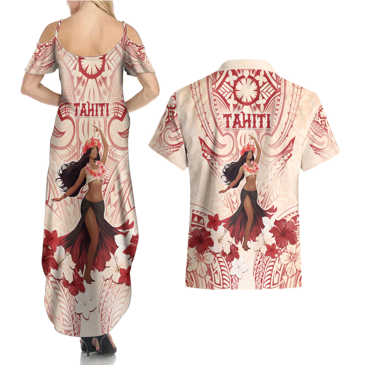 Tahiti Women's Day Couples Matching Summer Maxi Dress and Hawaiian Shirt With Polynesian Pattern LT05 - Polynesian Pride