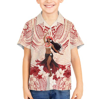 Tahiti Women's Day Family Matching Long Sleeve Bodycon Dress and Hawaiian Shirt With Polynesian Pattern LT05 Son's Shirt Beige - Polynesian Pride