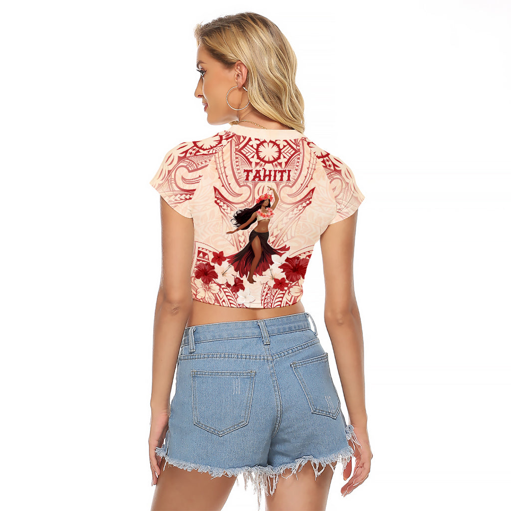 Tahiti Women's Day Raglan Cropped T Shirt With Polynesian Pattern LT05 - Polynesian Pride