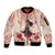 Tahiti Women's Day Sleeve Zip Bomber Jacket With Polynesian Pattern LT05 Unisex Beige - Polynesian Pride