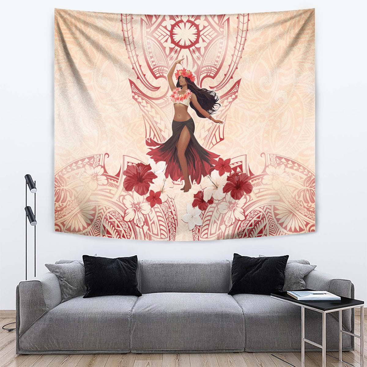 Tahiti Women's Day Tapestry With Polynesian Pattern LT05 Beige - Polynesian Pride