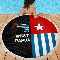 Personalised West Papua Beach Blanket Polynesian Pattern With Coat Of Arms