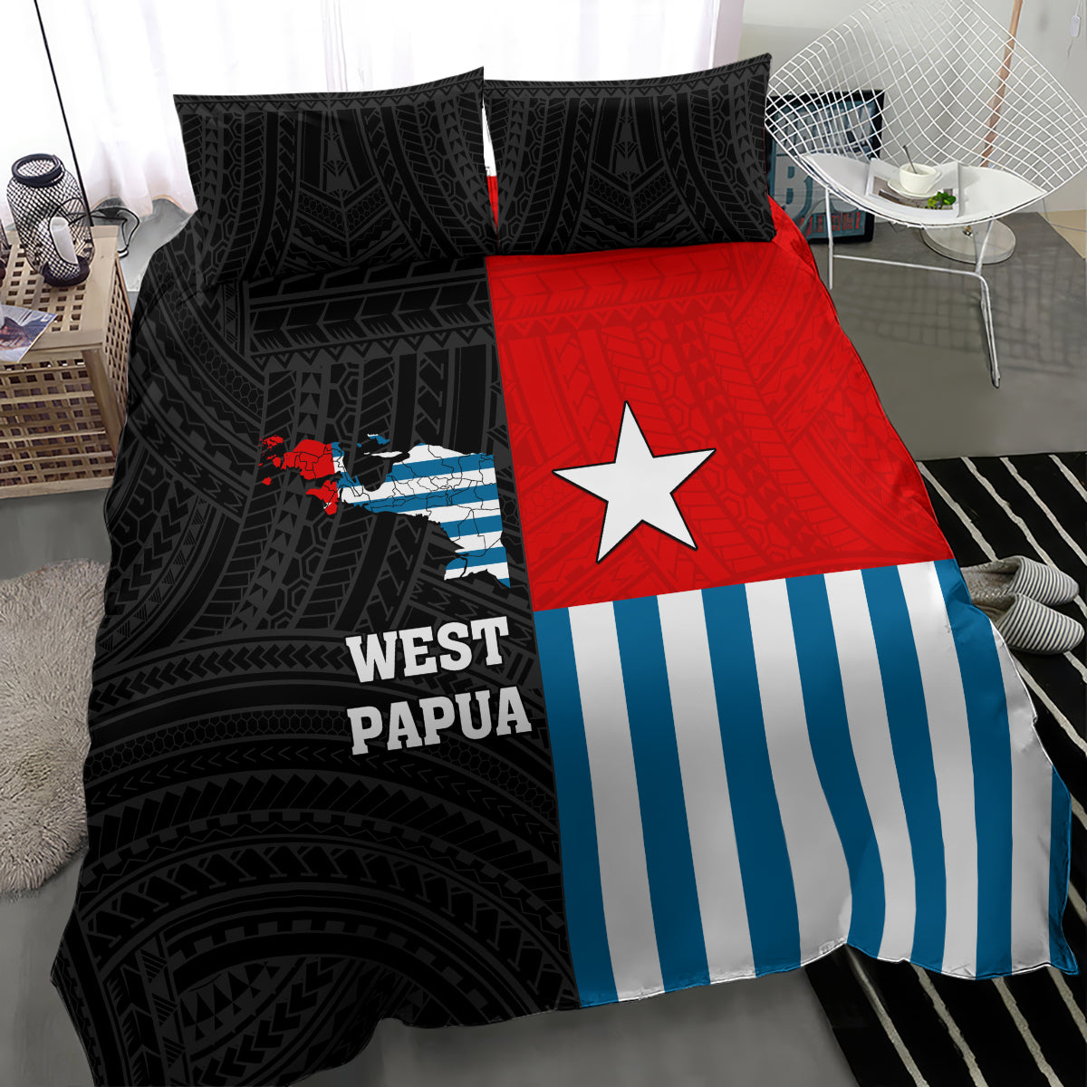 Personalised West Papua Bedding Set Polynesian Pattern With Coat Of Arms