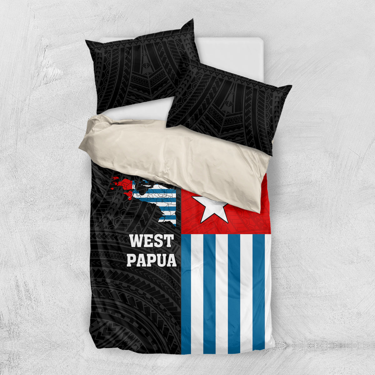 Personalised West Papua Bedding Set Polynesian Pattern With Coat Of Arms