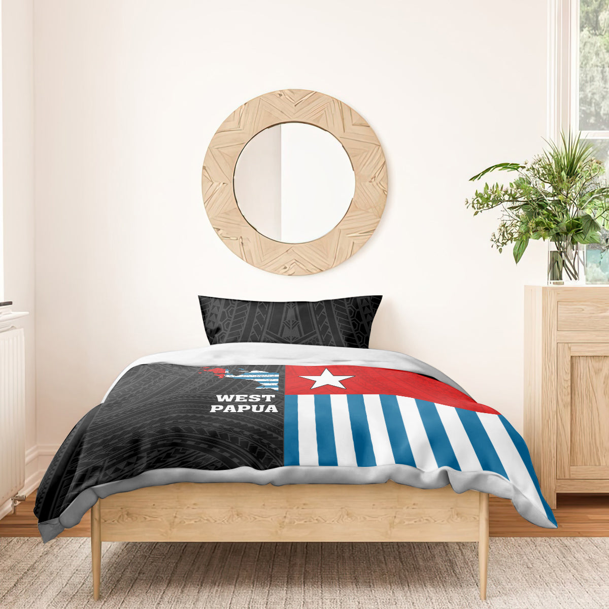 Personalised West Papua Bedding Set Polynesian Pattern With Coat Of Arms